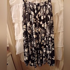 Long black and white floral maxi skirt